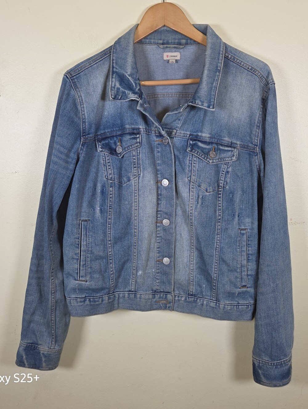 Cremieux Jean Jacket Lightweight Faded Look Style With Pockets Size Large